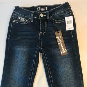 Soundgirl Women's Size 0 Jeans Dark Wash Stretch Flair Bling W23 L31 NEW